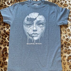 Heather Navy Graphic T-Shirt with Mask Design